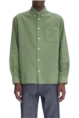 A.P.C. Skjorta, Herr, S, Bomull, Grön Oxford Långärmad Skjorta