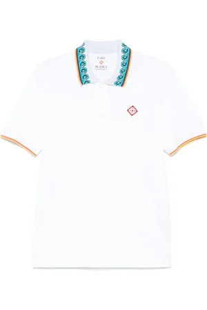 Casablanca Topp, Herr, L, Vit Polo Tröja med Logobroderi