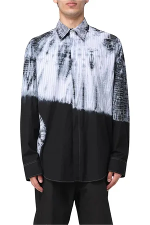 Msgm Skjorta, Herr, XL, Bomull, Svart TieDye Skjorta för Män