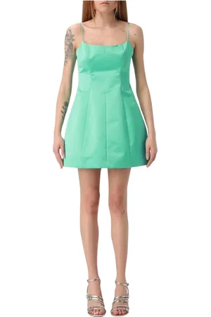 BLUMARINE Klänning, Dam, S, Elegant Grön Satin Ärmlös Klänning