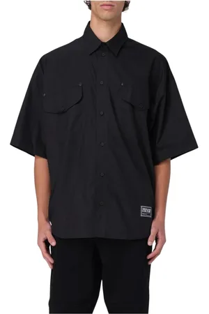 VERSACE Skjorta, Herr, 2Xl, Svart långärmad knapp-up skjorta