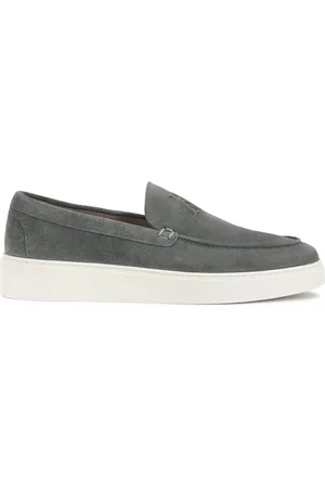 Kazar Skor, Herr, 41 EU, Mocka, Grå mockaskor med slip-on ovandel med logotyper