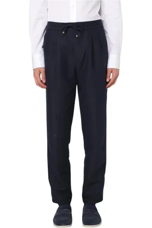 Brunello Cucinelli Byxor, Herr, S, Blå Ullbyxor Stilfull Modell