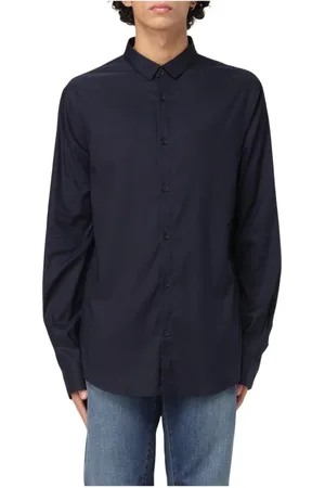 Armani Exchange Skjorta, Herr, XS, Bomull, Marinblå Bomullsskjorta Snygg Design