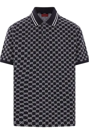 Gucci Topp, Herr, L, Bomull, Blå och vit jacquard polotröja