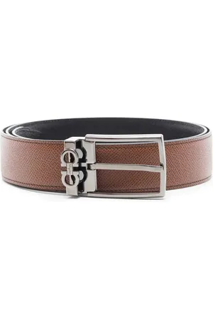 Salvatore Ferragamo Accessoarer, Herr, 105 CM, Läder, Brun Läderbälte med Gancini Spänne