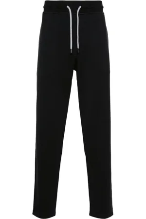 Brunello Cucinelli Byxor, Herr, XS, Bomull, Svarta joggingbyxor med elastisk midja