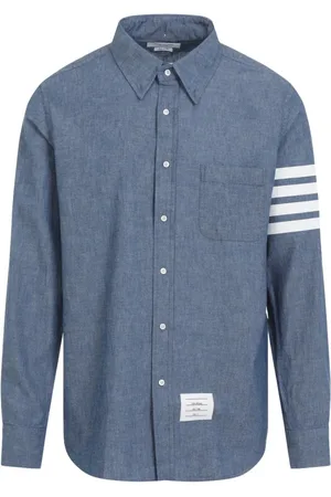 Thom Browne Skjorta, Herr, M, Bomull, Blå Bomull Skjorta