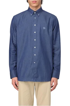 Etro Skjorta, Herr, M, Denim, Blå Denim Skjorta för Modern Man