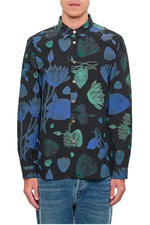 Paul Smith Skjorta, Herr, L, Bomull, Blå Blommig Bomullsskjorta