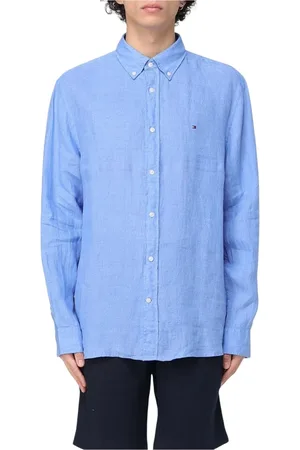 Tommy Hilfiger Skjorta, Herr, 2Xl, Linne, Blå Linne Casual Skjorta