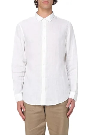 Armani Exchange Skjorta, Herr, M, Linne, Vit Långärmad Casual Skjorta