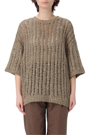 Brunello Cucinelli Stickade tröjor & koftor, Dam, S, Elegant Stickad Pullover Tröja