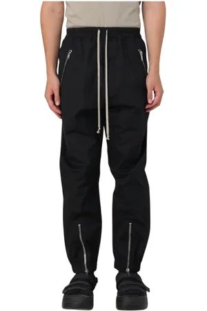 Rick Owens Byxor, Herr, L, Bomull, Svarta Dragsko Dragkedja Detalj Byxor
