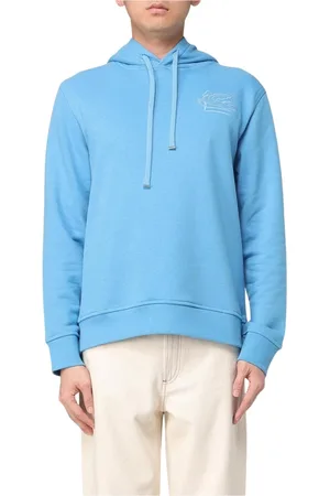 Etro Sweatshirts & Hoodies, Herr, M, Bomull, Blå Broderad Hoodie Sweatshirt