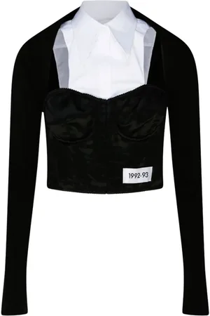 Dolce & Gabbana Topp, Dam, M, Bomull, Svart bomullsbustier skjorta