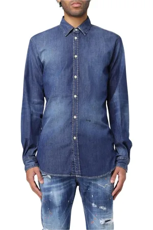 Dsquared2 Skjorta, Herr, M, Denim, Klassisk Navy Denim Skjorta Långärmad