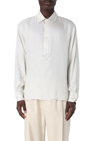 Saint Laurent Skjorta, Herr, M, Silke Pinstripe Casual Skjorta Topp