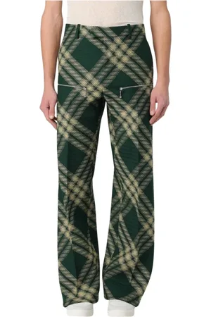 Burberry Byxor, Herr, L, Grön Rutig Byxa med Dragkedja