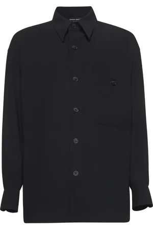 Giorgio Armani Skjorta, Herr, XL, Blå Ullskjorta Löst Passform