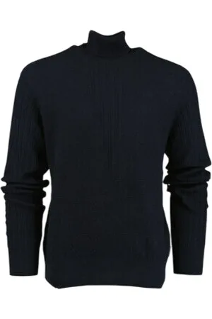 Armani Exchange Stickade tröjor & koftor, Herr, XS, Bomull, Blå Stilfull Pullover Sweatshirt Aw23