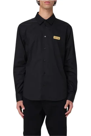 VERSACE Skjorta, Herr, XL, Stilig Svart Button-Up Skjorta