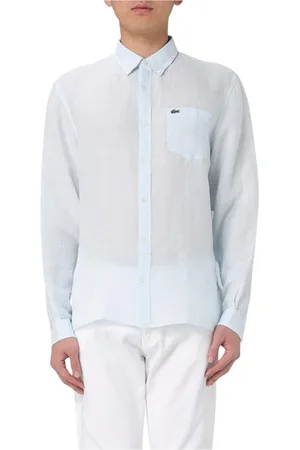 Lacoste Skjorta, Herr, 3Xl, Linne, Blå Långärmad Skjorta