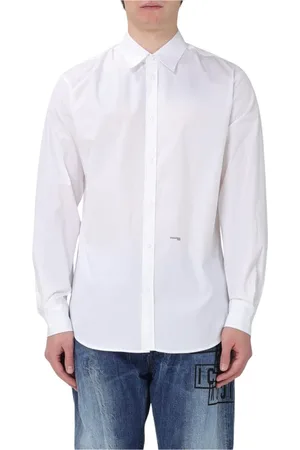 Dsquared2 Skjorta, Herr, XL, Bomull, Vit Poplin Skjorta Stiligt Herrmode