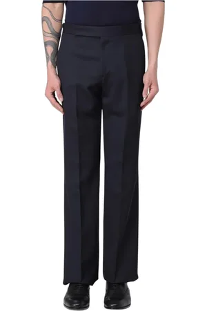 LARDINI Byxor, Herr, XL, Blå Straight-Leg Byxor med Bältesöglor