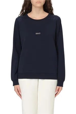Liu Jo Sweatshirts & Hoodies, Dam, M, Bomull, Blå Grafiskt Tryck Sweatshirt