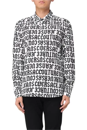 VERSACE Skjorta, Herr, M, Bomull, Svart Logo Print Skjorta
