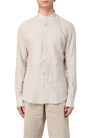 ELEVENTY Skjorta, Herr, M, Linne, Mandarin Krage Slim Fit Skjorta