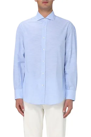 Brunello Cucinelli Skjorta, Herr, S, Bomull, Elegant Blå Skjorta