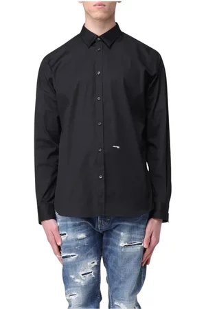 Dsquared2 Skjorta, Herr, L, Bomull, Vit Poplin Skjorta Stiligt Herrmode