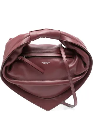 Federico Cina Väska, Dam, ONE Size, Bordeaux Handväska med Lammskin Handtag