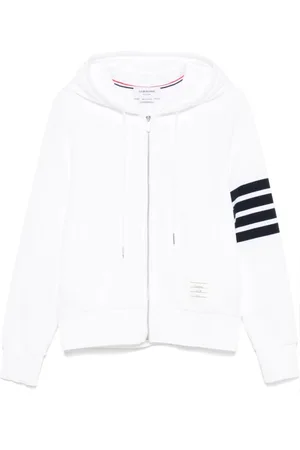 Thom Browne Sweatshirts & Hoodies, Herr, M, Vit huvtröja med logopatch