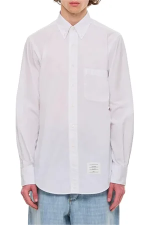 Thom Browne Skjorta, Herr, L, Bomull, Vit Poplin Skjorta