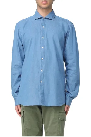 FAY Skjorta, Herr, L, Denim, Klassisk Denim Skjorta med Krage