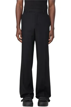 Rick Owens Byxor, Herr, 3Xl, Svarta Wide-Leg Drop-Crotch Byxor