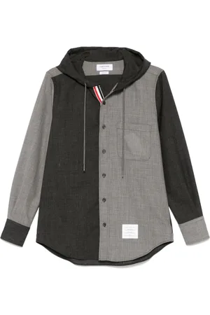 Thom Browne Skjorta, Herr, M, Antracitgrå Hooded Ytterplagg Jacka