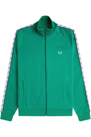 Fred Perry Sweatshirts & Hoodies, Herr, S, Bomull, Tejpad Track Jacket Label Grön