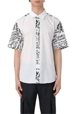 VERSACE Skjorta, Herr, M, Bomull, Stilren vit AllOver Print skjorta