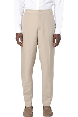 Armani Exchange Byxor, Herr, W33, Linne, Blå Linne Casual Byxor Stilfull Modern
