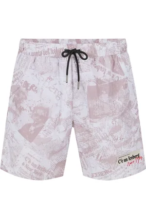 Iceberg Badkläder, Herr, XL, Multifärgade badshorts med dragsko och logotyp