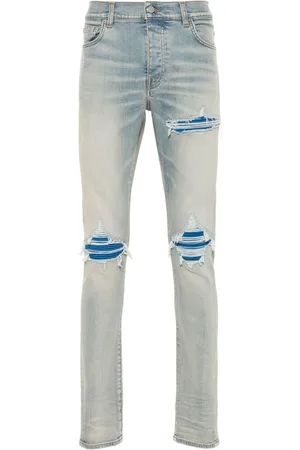 AMIRI Jeans, Herr, W34, Bomull, Ljusblå Skinny Distressed Jeans