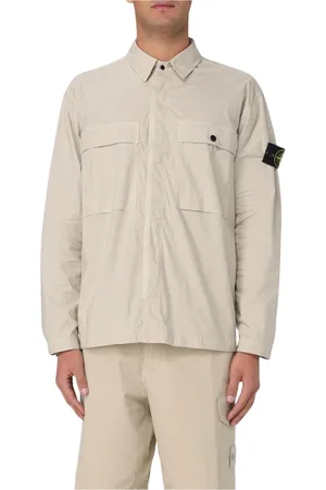 Stone Island Jacka, Herr, XL, Krinklad Reps Skjorta i Sandfärg