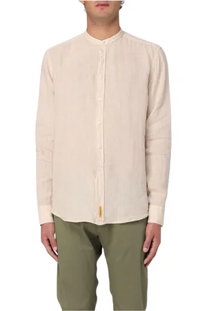 B.D.BAGGIES Skjorta, Herr, 2Xl, Linne, Vit Linne Mandarin Krage Skjorta