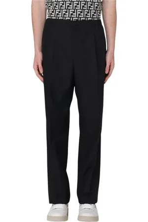 Fendi Byxor, Herr, L, Svarta Ull Regular Fit Byxor