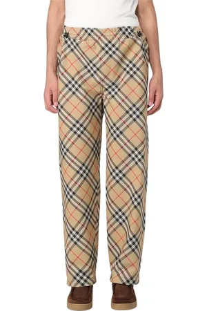 Burberry Byxor, Herr, L, Beige Check Plaid Casual Byxor