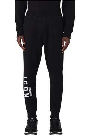 Dsquared2 Byxor, Herr, 2Xl, Bomull, Svart Icon Joggers Side Logo Byxor